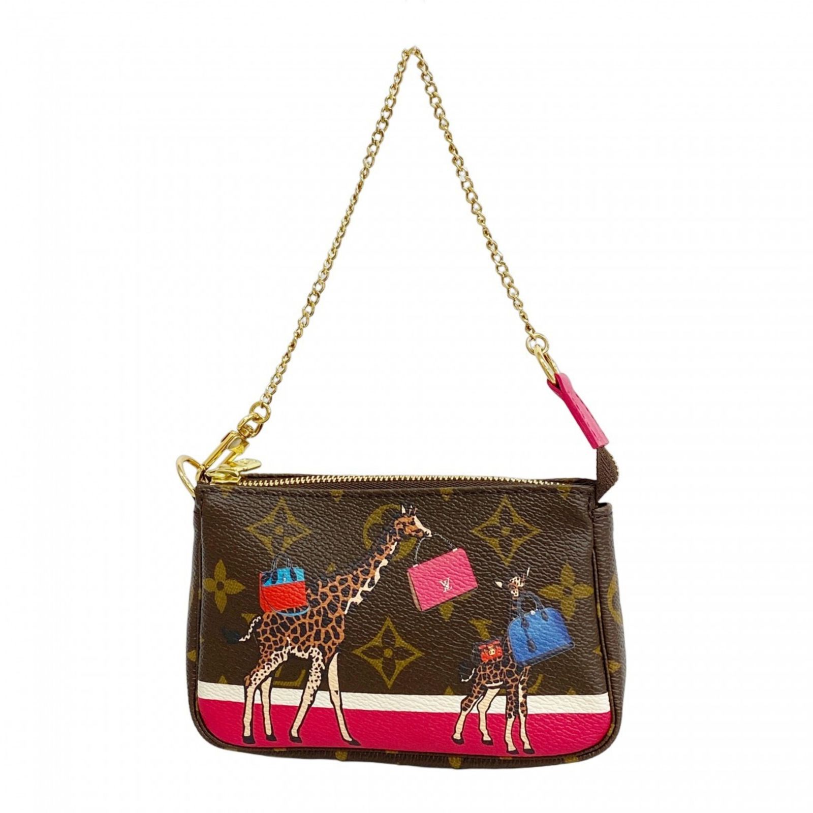 ルイ ヴィトン Louis Vuitton ルイ ヴィトン ポーチ モノグラム アニマルプリント ミニポシェットアクセソワール M62087 ブラウン ピンクレディース