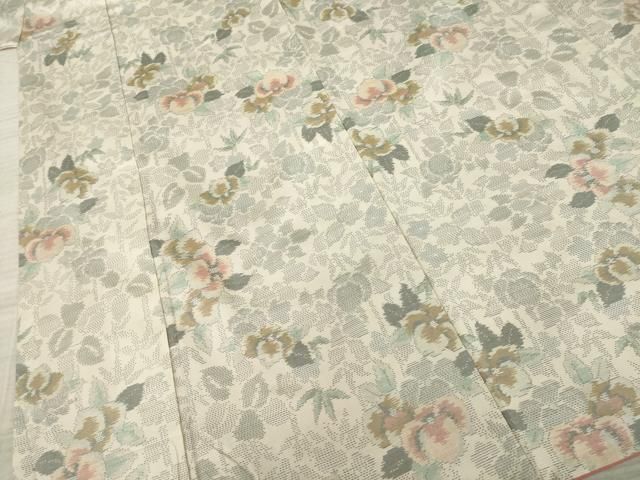 平和屋着物○本場大島紬 白大島 草花文 正絹 逸品 AAAZ5021ck