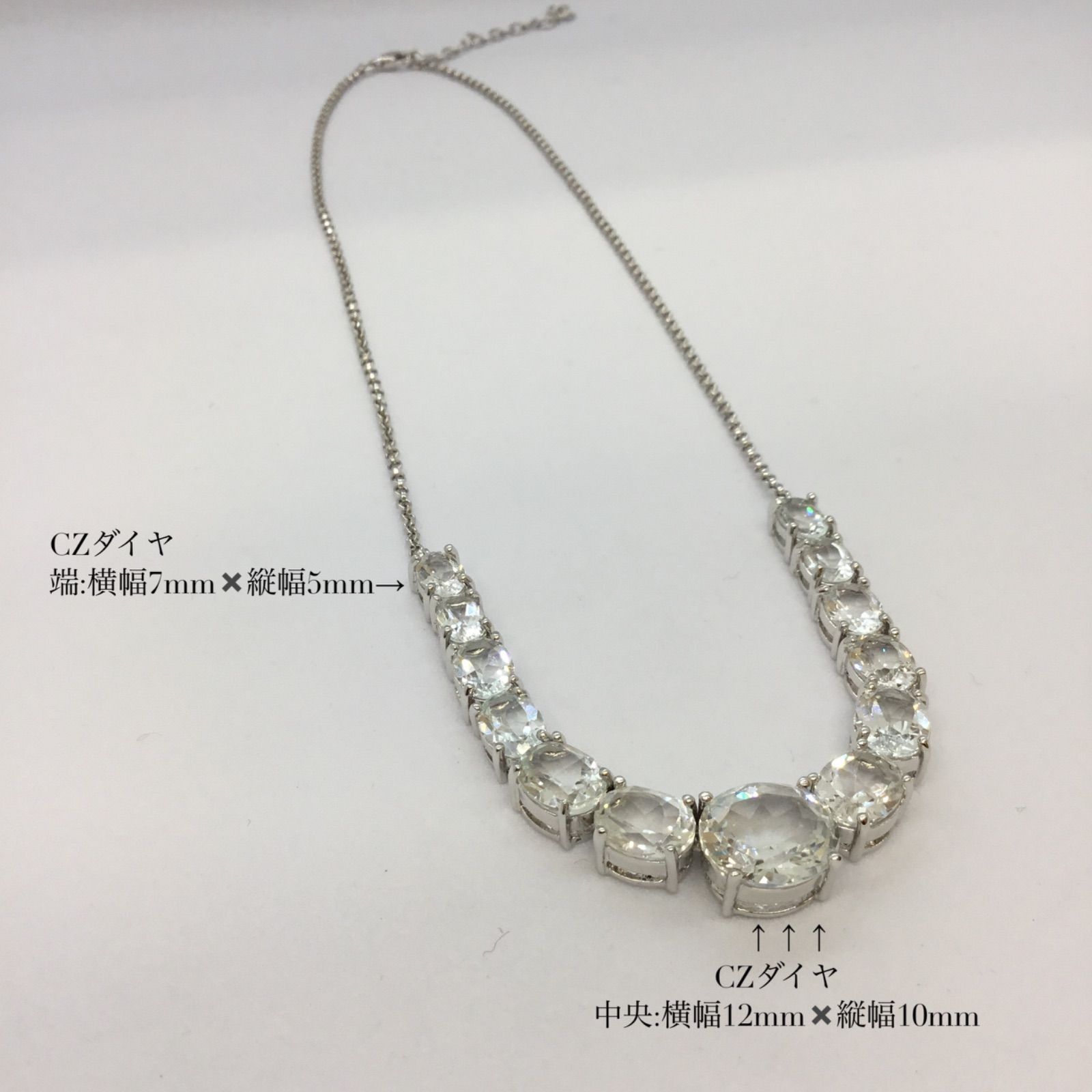 🔶未使用品☆彡 豪華 ／ CZ ダイヤ　シルバーネックレス ／ ビブネックレス ／ ユニセックス ／ SILVER 925 ／ ★極美品 ネックレス  ／ ブリリアントカット ／ アクセサリー ／ ジュエリー ／ レディース ／ メンズ ／ 保存袋付き