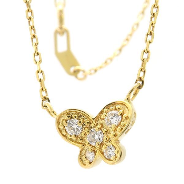 スタージュエリー　ネックレス　ゴールド　蝶々 STAR JEWELRY バタフライ ネックレス K18YG ダイヤモンド D0.08ct ミニ