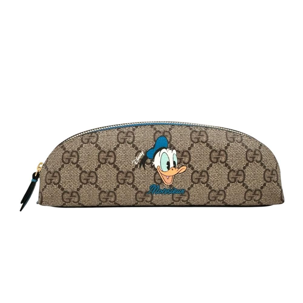 GUCCI|グッチ 662129 GUCCI×DISNEY ドナルドダック コラボ ペンケース GGスプリームキャンバス ベージュ|ブルー ユニセックス 真子質店 BL