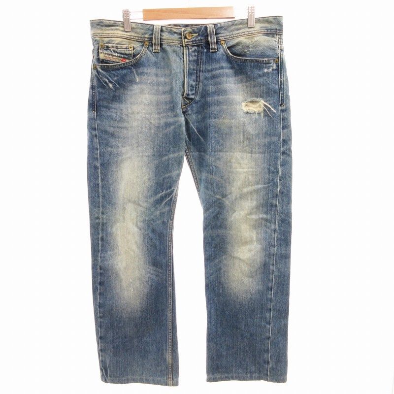 ディーゼル DIESEL VIKER デニムパンツ ジーンズ ストレート ボタンフライ ダメージ加工 W33 L32 M インディゴブルー /GV