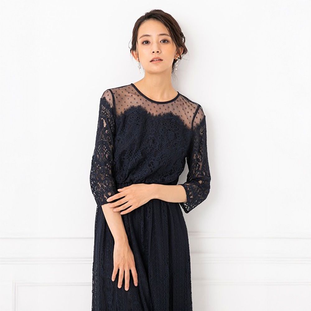✨完売品✨troisiemechaco チュールパネルレースドレス ブラック 黒 troisiemeCHACO（トロワズィエムチャコ）の「troisiemechaco
