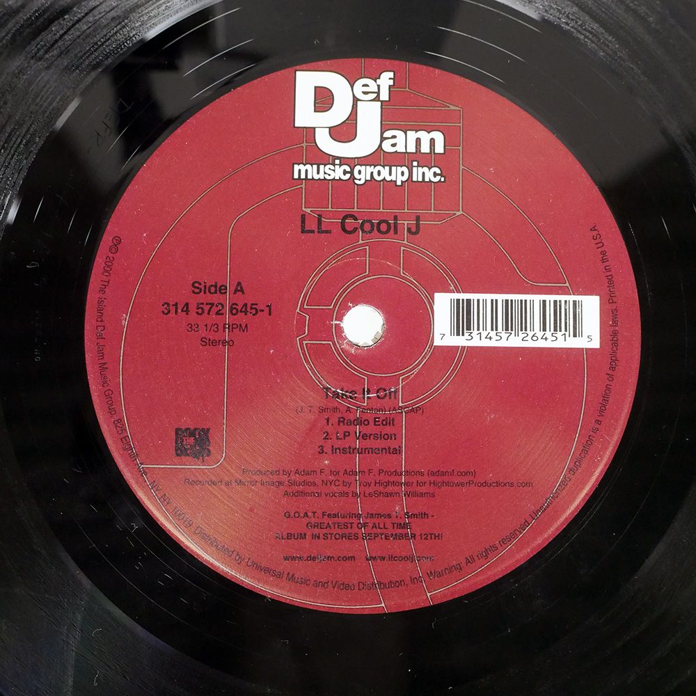 米 US盤 LL COOL J/TAKE IT OFF / BACK WHERE I BELONG/DEF JAM