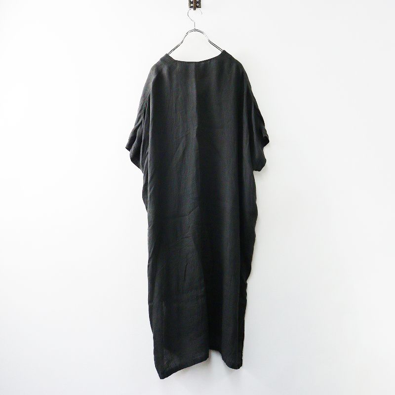 エヴァムエヴァ evam eva linen one-piece リネンワンピース チャコール┃日本製 麻素材 ドレス チュニック 2400014634204