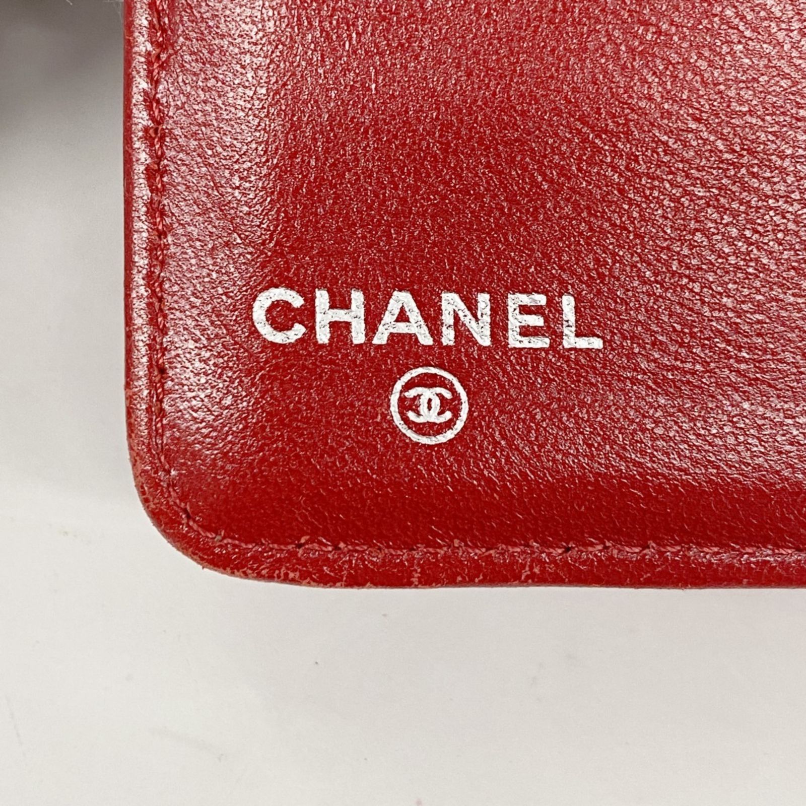 シャネル マトラッセ ラムスキン レザー ビコローレ バレッタ レッド 赤 シャネル マトラッセ ラムスキン レザー ビコローレ バレッタ