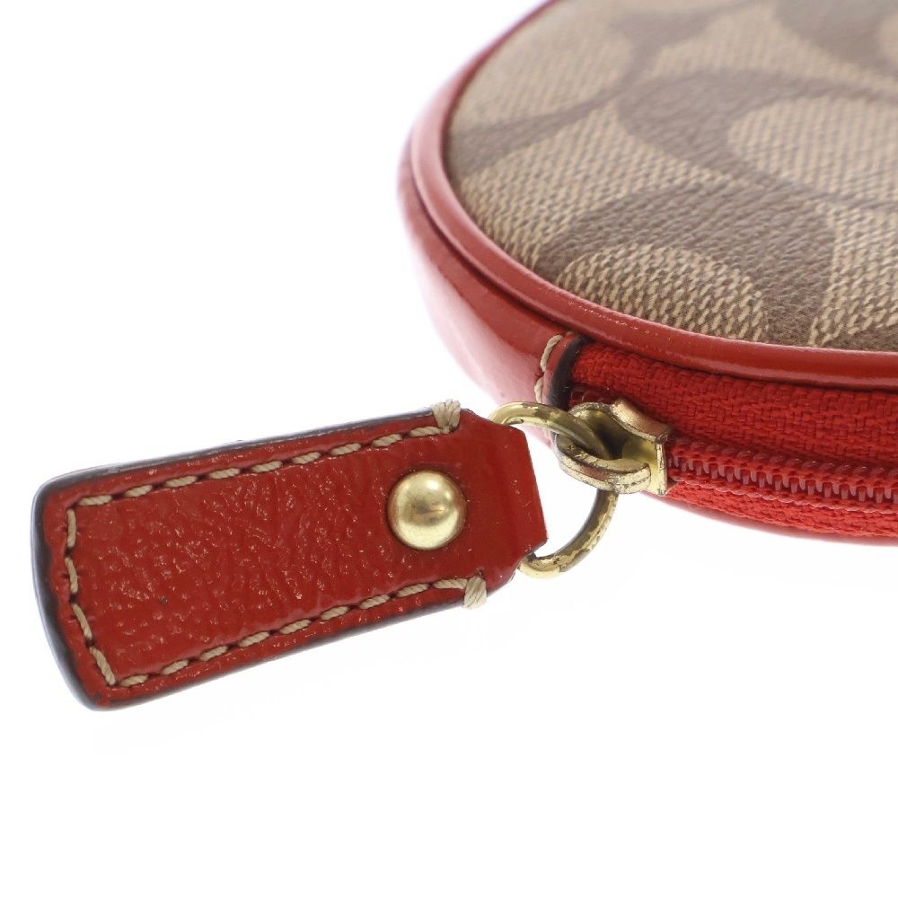COACH (コーチ) ロゴデザイン ラウンド型 コインケース ブラウン