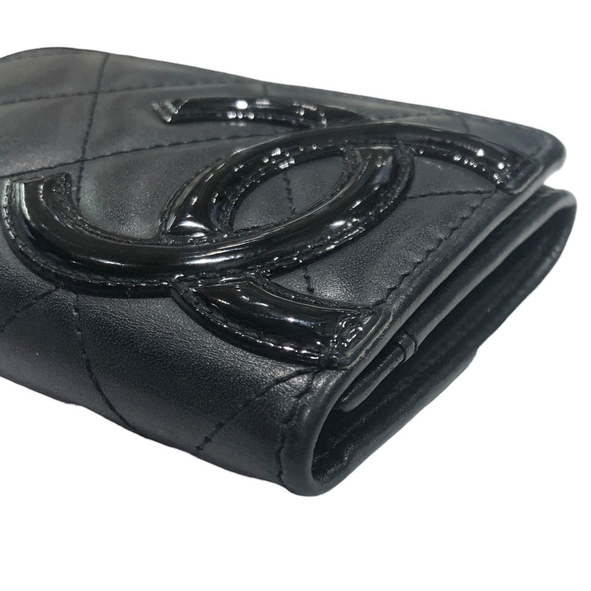 中古】 CHANEL シャネル カンボンライン カードケース ブラック ココ