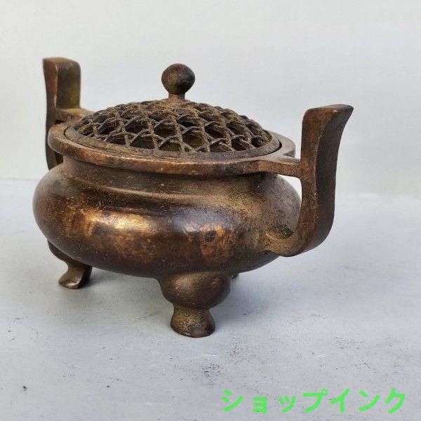 香炉 百福百寿 龍吐珠香薫炉 銅器 香道具 装飾品 工芸品 美術品 銅器 朝冠耳円口三足香炉 香薫炉 香道具 仏堂薫炉 装飾品 工芸品