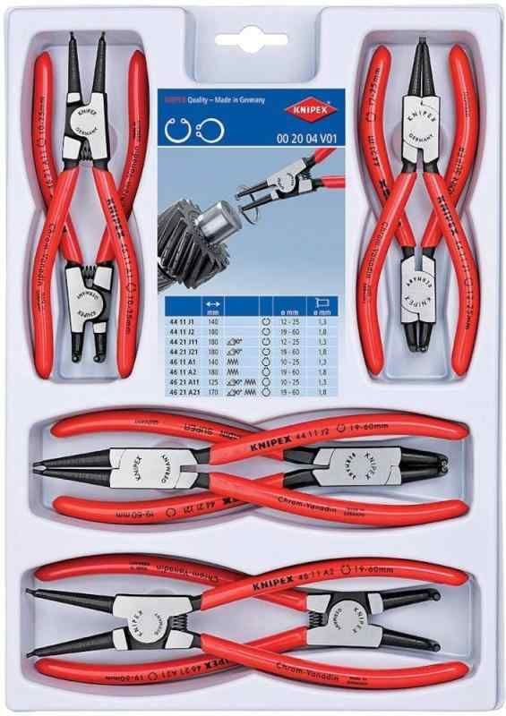 クニペックス KNIPEX スナップリングプライヤー KNIPEX 002004Ｖ01 スナップリングプライヤーセット 8本組 002004V01