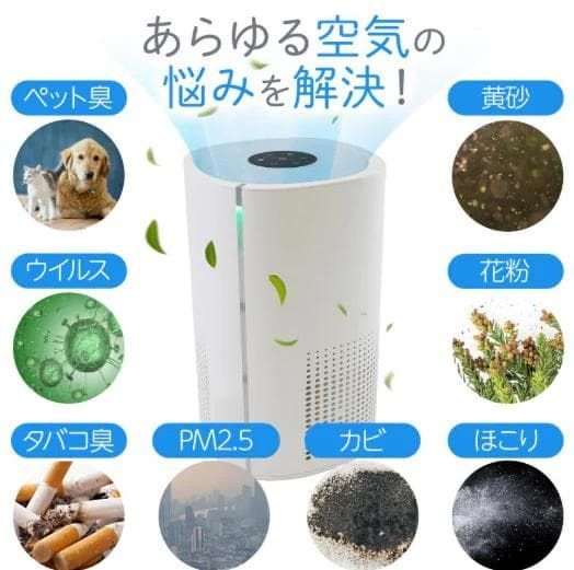 空気清浄機 除菌率99％ ペット臭対策 軽量 静音 タイマー付き