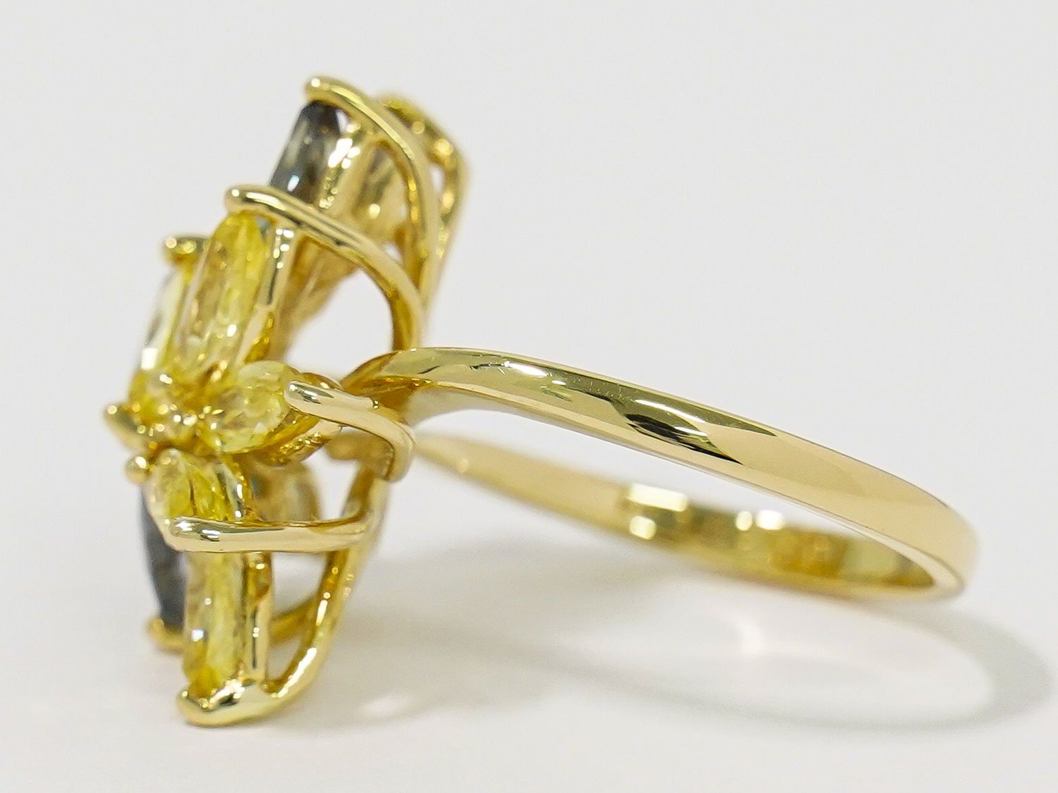 本物 サファイア 1.89ct 1.39ct 18K YG リング 指輪 10.5号 イエロー  