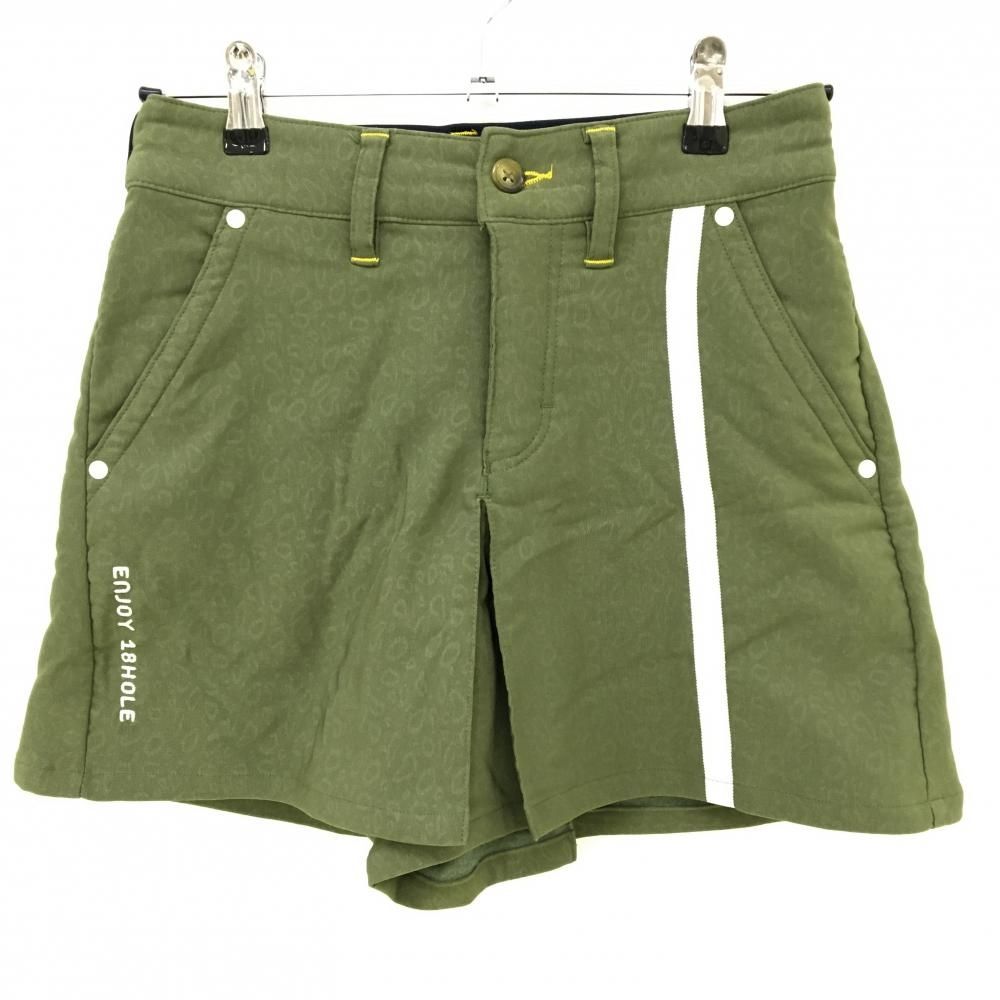 ★特価★【超美品】フィラゴルフ キュロットスカート カーキ レオパード柄地模様 裏起毛 ストレッチ レディース S ゴルフウェア FILA GOLF