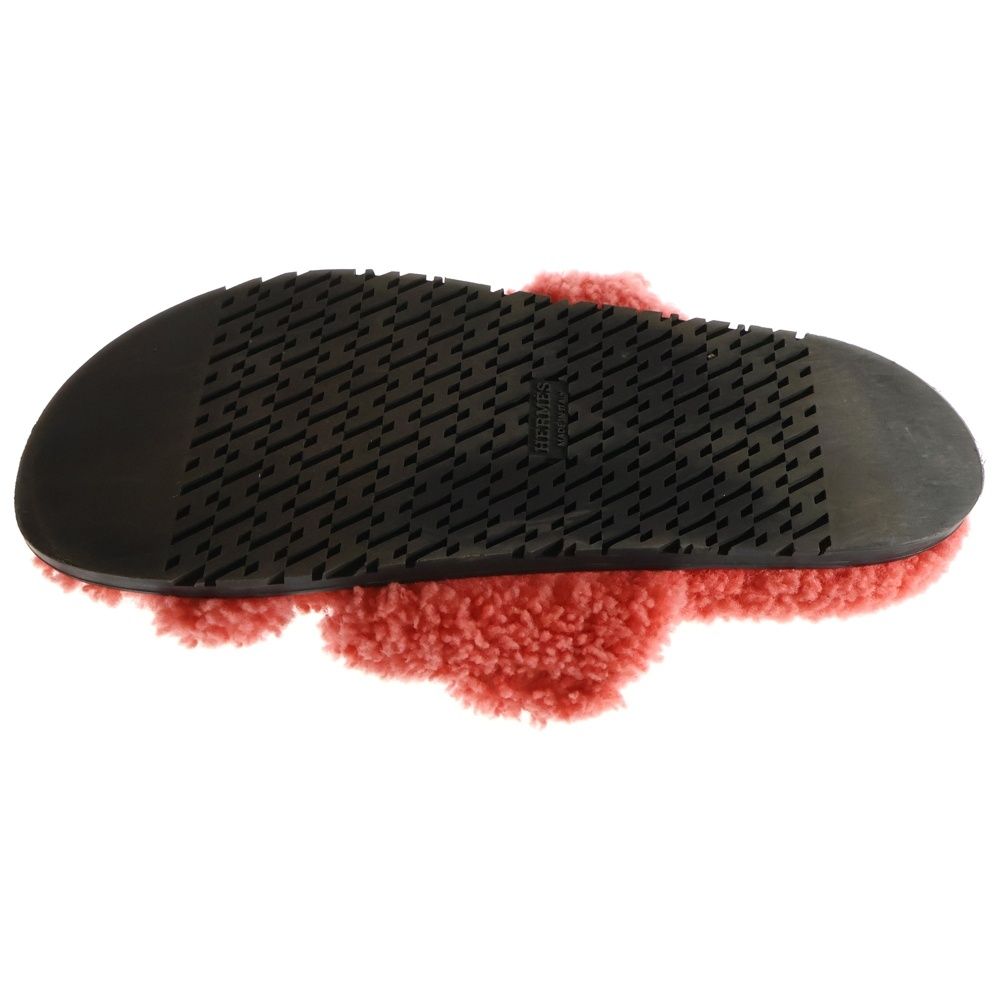 HERMES (エルメス) シプレ ムートン ボアフラットサンダル オレンジ