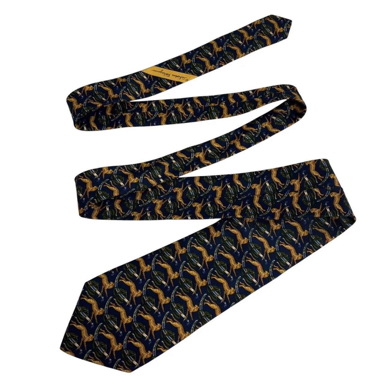 Salvatore Ferragamo サルバトーレフェラガモ ネクタイ 青系 ヒョウ