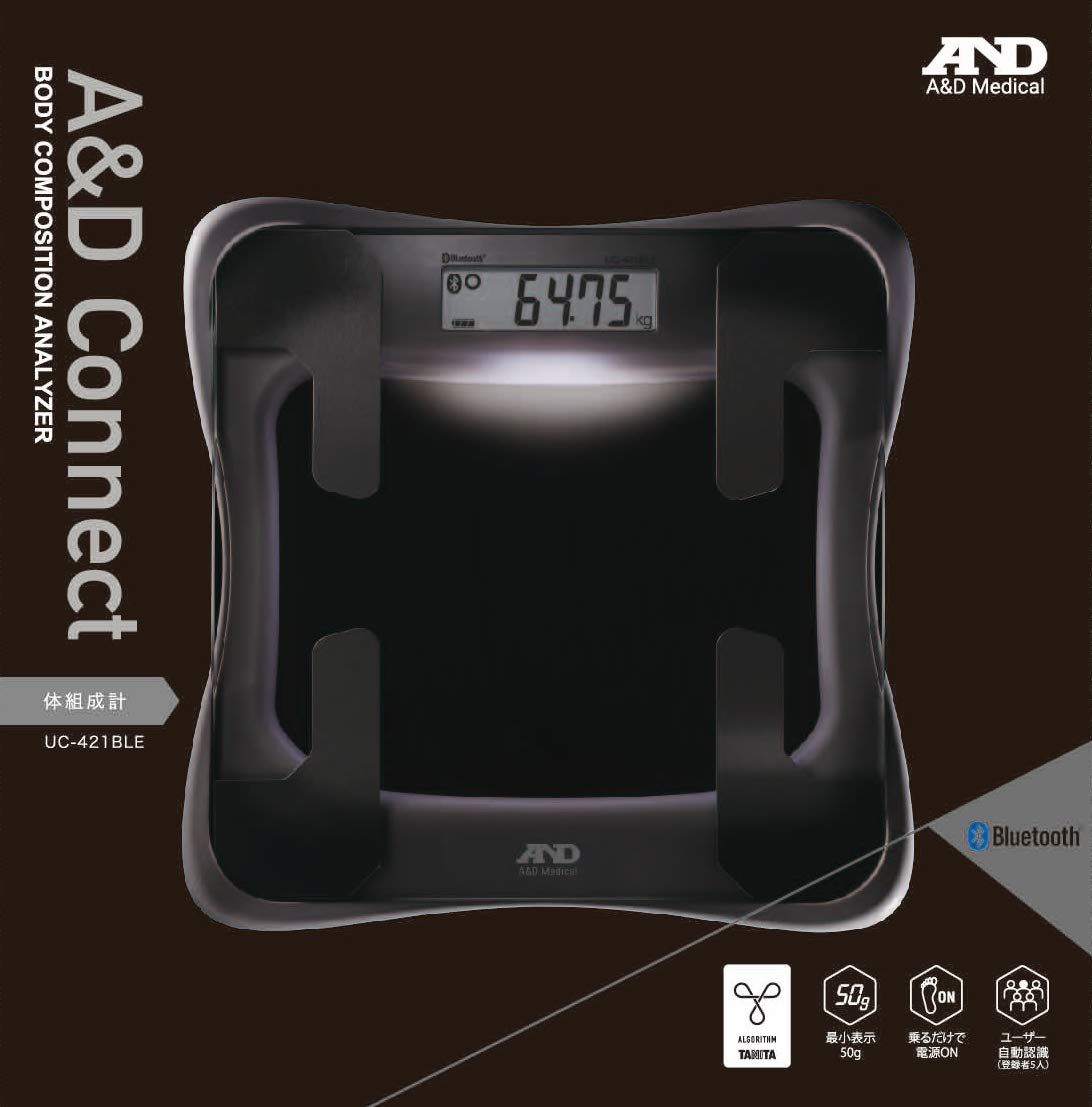 エー アンド デイ 体組成計 スマホ Bluetooth 50g ブラック UC-421BLE 5ユーザー対応 タニタアルゴリズム搭載