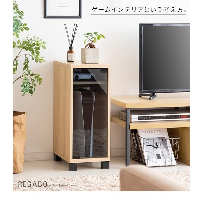Miyatake Seisakujyo ゲームラック REGABO レガボ PS 5対応 幅25×奥行き35×高さ63ｃｍ ガラス扉付 ゲーム機をすっきり収納できる GRK-004 BR ブラウン