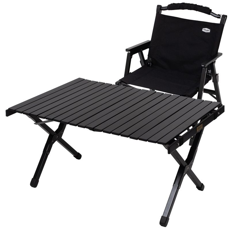 Hilander ハイランダー なセット ウッドロールテーブルX Black Edition 90 ウッドフレームチェアEX