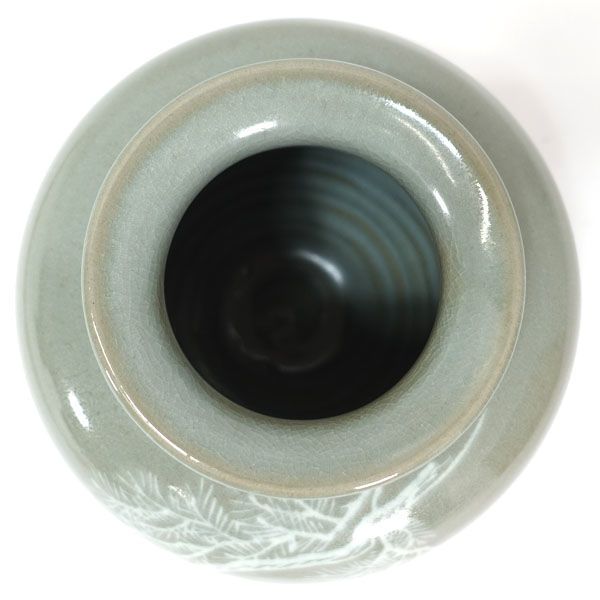 【全品送料無料】 高田焼 酒井雅女 ◆ 花器 高田焼 酒井雅女 青磁花瓶 華道具 インテリア アンティーク ギフト 【往復送料無料】