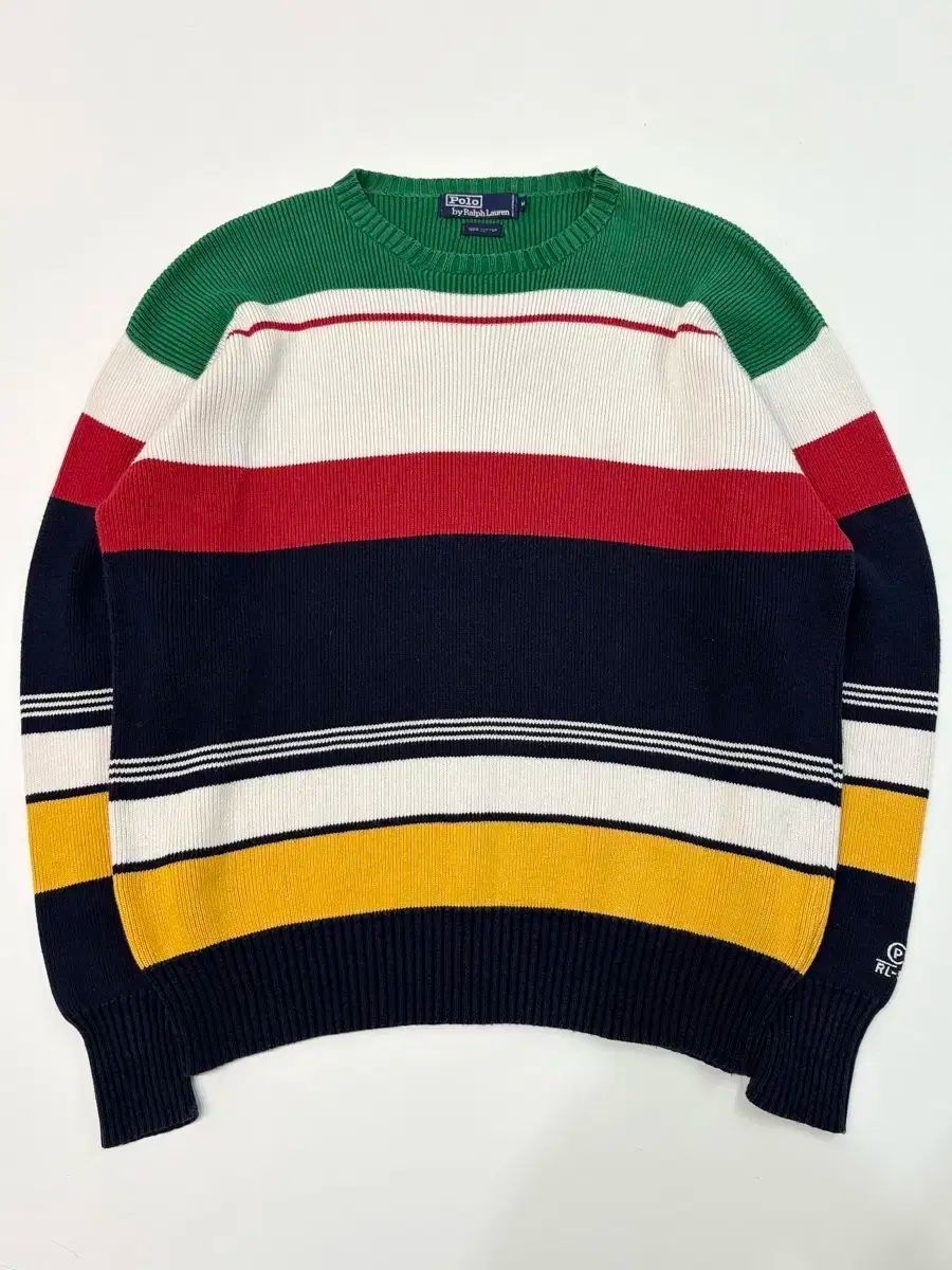 Polo ポロ Ralph Lauren ラルフローレン 90s コットン バイカラー ボーダー柄 ニット セーター