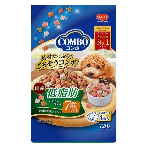 同梱不可 12個セット コンボ ドッグ 低脂肪7歳以上 ヘルシーコンボ 8種類の野菜ブレンド 720g 180g×4袋入
