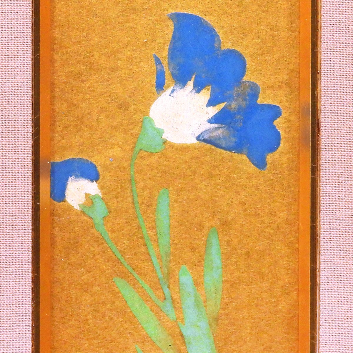 最終値下げ 上村松園 竜胆 金箔短冊に彩色 静物画 日本画 花鳥画