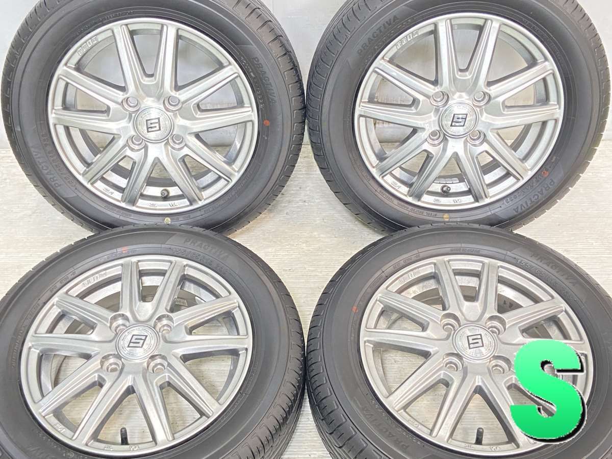 155/65R13  n　 イエローハット PRACTIVA n　 SEIN STREET n13x4.0 45 100-4穴 n中古タイヤ サマータイヤ ホイールセット 4本セットn s13240209902