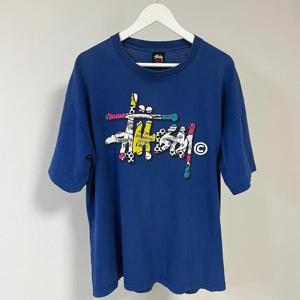 XL STUSSY(ステューシー) 2000s ロゴ グラフィック Tシャツ 青