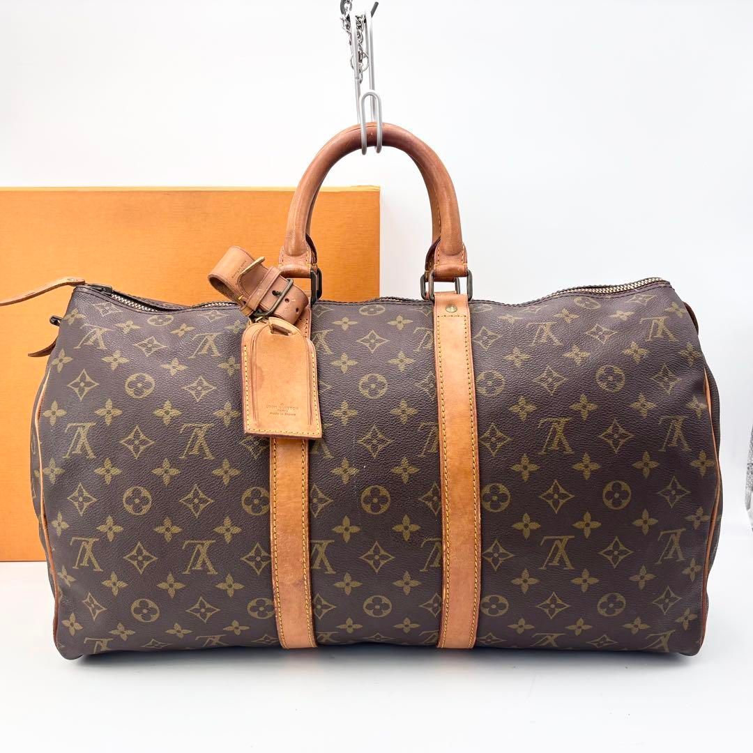 ルイヴィトン M41428 キーポル 45 モノグラム ボストンバッグ ハンドバッグ 鞄 PVC レザー ヌメ革 通勤 通学 メンズ レディース