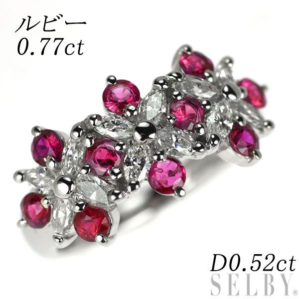 ◇14◇K10&Pt900 デザインリング✴︎used ✴︎ Pt900 ルビー ダイヤモンド リング 0.77ct D0.52ct - メルカリ