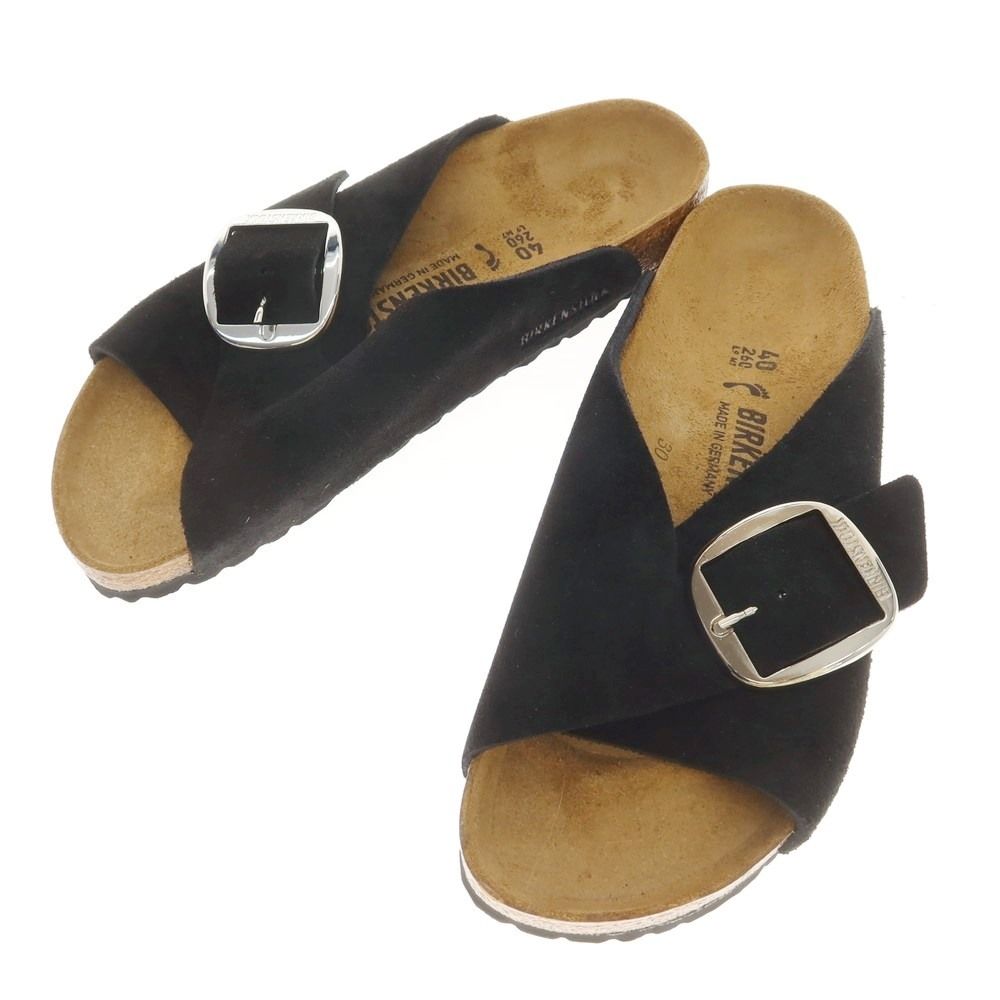ビルケンシュトック BIRKENSTOCK Arosa Big Buckle スエード サンダル ブラック サイズ40 メンズ