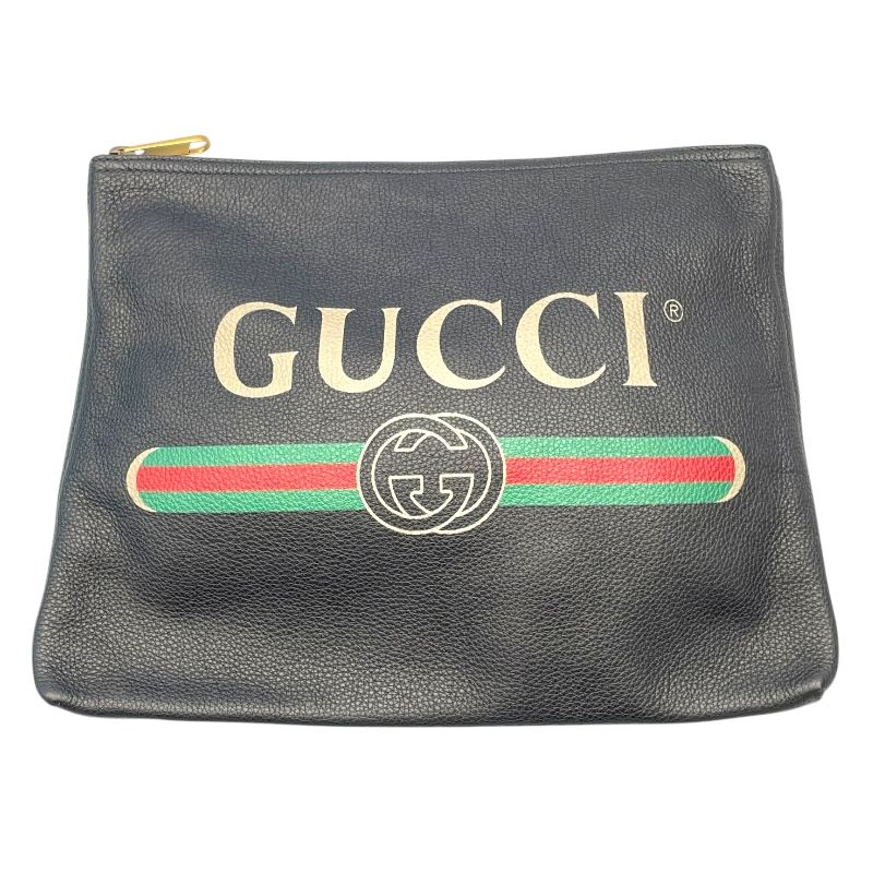 グッチ GUCCI ロゴクラッチバッグ 500981 ブラック レザー メンズ クラッチバッグ