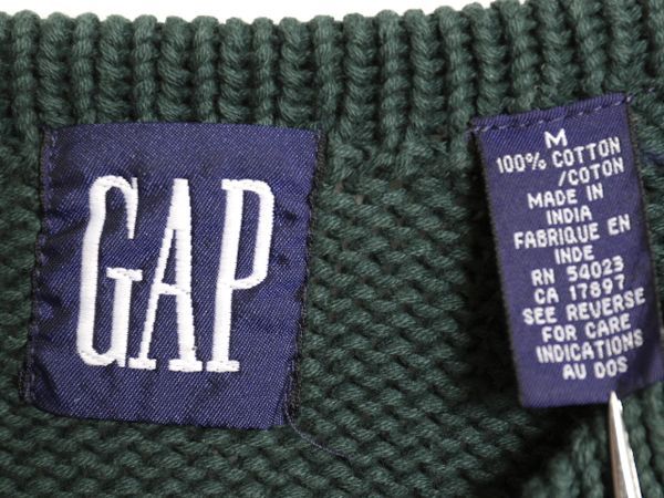 90s OLD GAP ボートネック コットン ニット セーター メンズ M / 紺タグ 90年代 オールド ギャップ リブ編み トリコロール ボーダー 無地