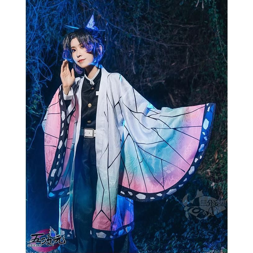 三分妄想 鬼滅の刃 コスプレ 胡蝶しのぶ 衣装 ウイッグ 追加可 BJ0922ML04 ハロウィン