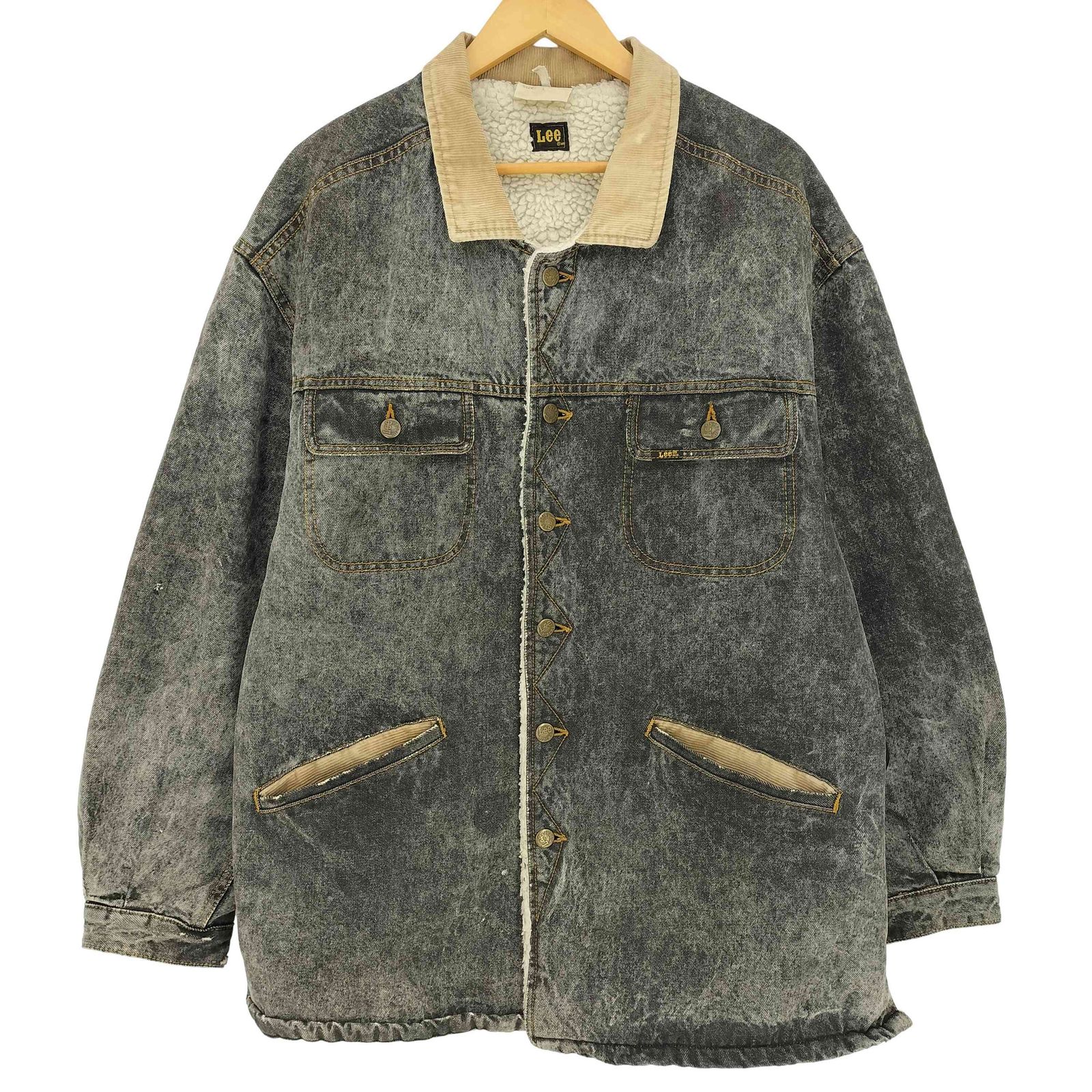 リー Lee 70-80s ケミカルウォッシュ ブラックデニム 裏ボア