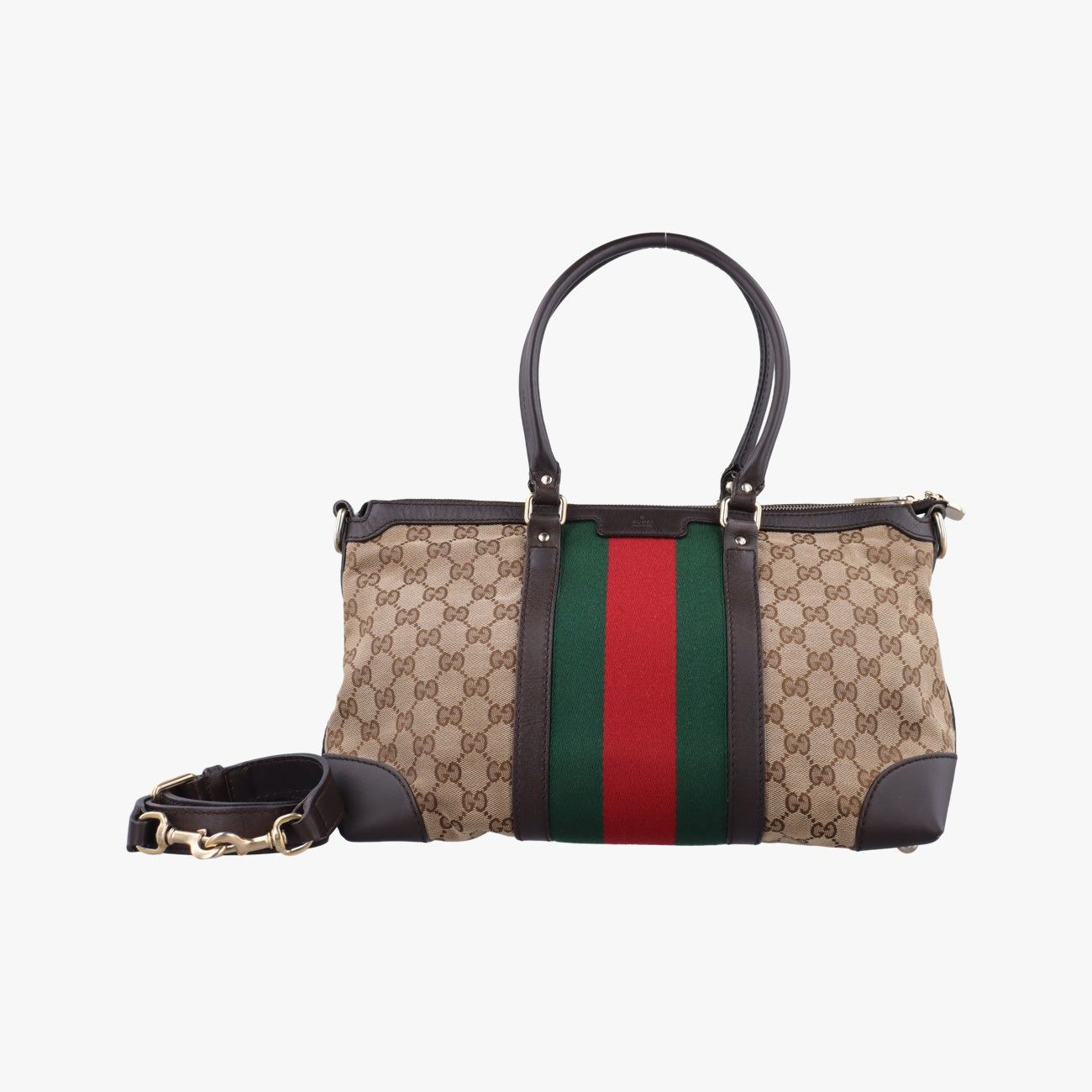 グッチGucciヴィンテージ ウェブ カーキ×マルチ レザー