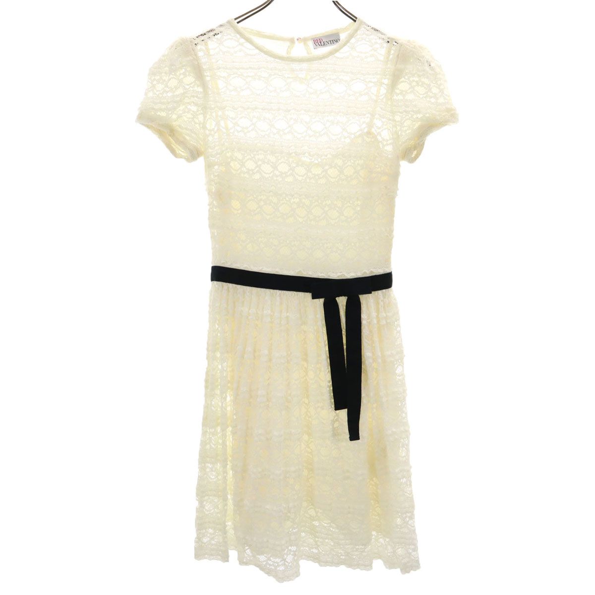 VALENTINO 割引 ホワイト レース 半袖 ワンピース VALENTINO レース