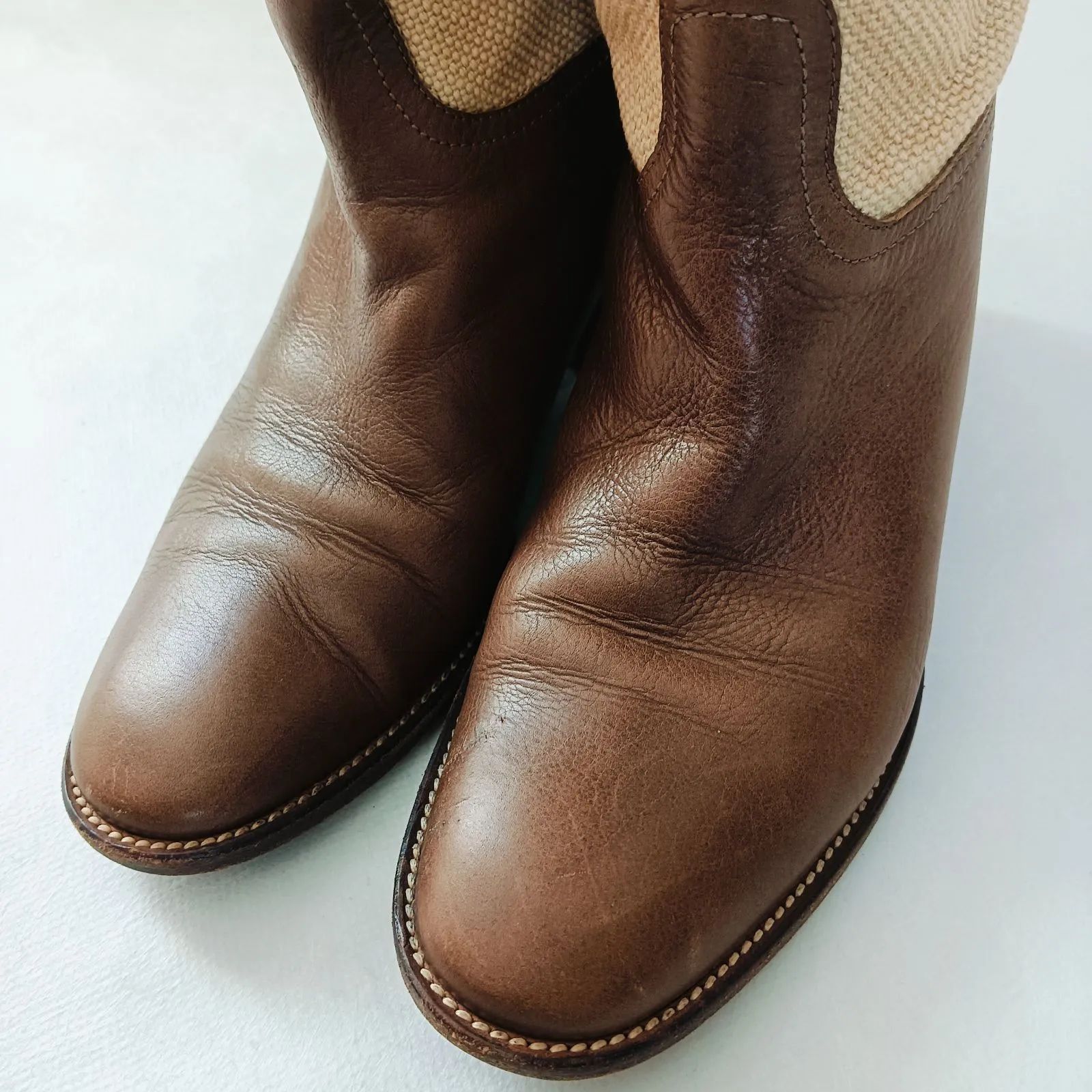 希少】Max Mara マックスマーラ ロングブーツ 切替え レザー 茶色 