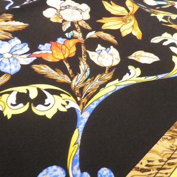 【極美品】HERMES　スカーフ　カレ90　東洋の石と西洋の石細工　花　鳥Marialite