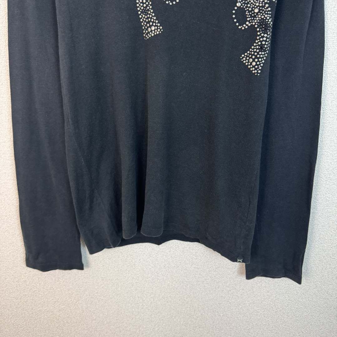 roar ロアー Vネック 長袖Tシャツ ラインストーン 二丁拳銃 ブラック