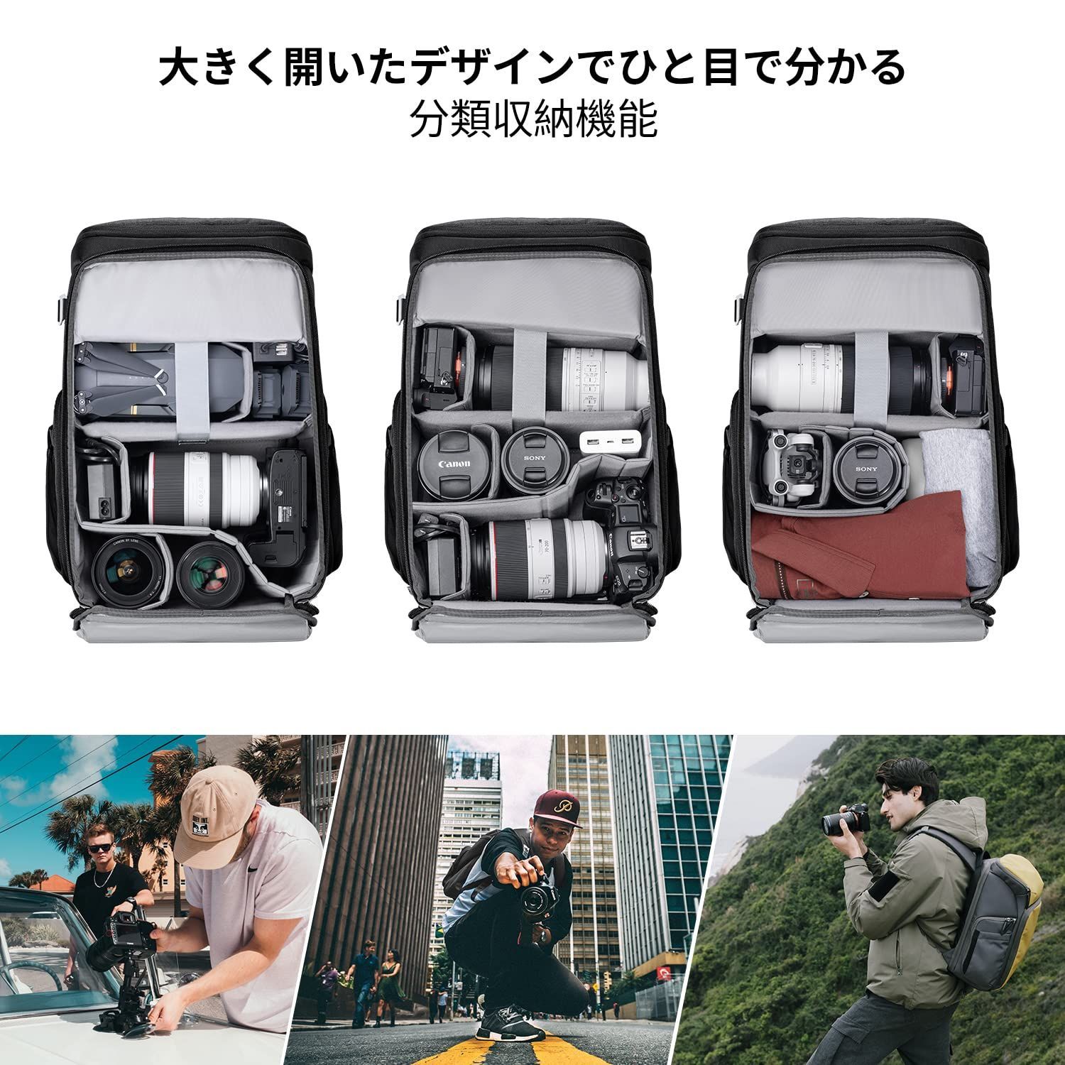 数量限定】K&F Concept カメラバッグ カメラバックパック カメラ