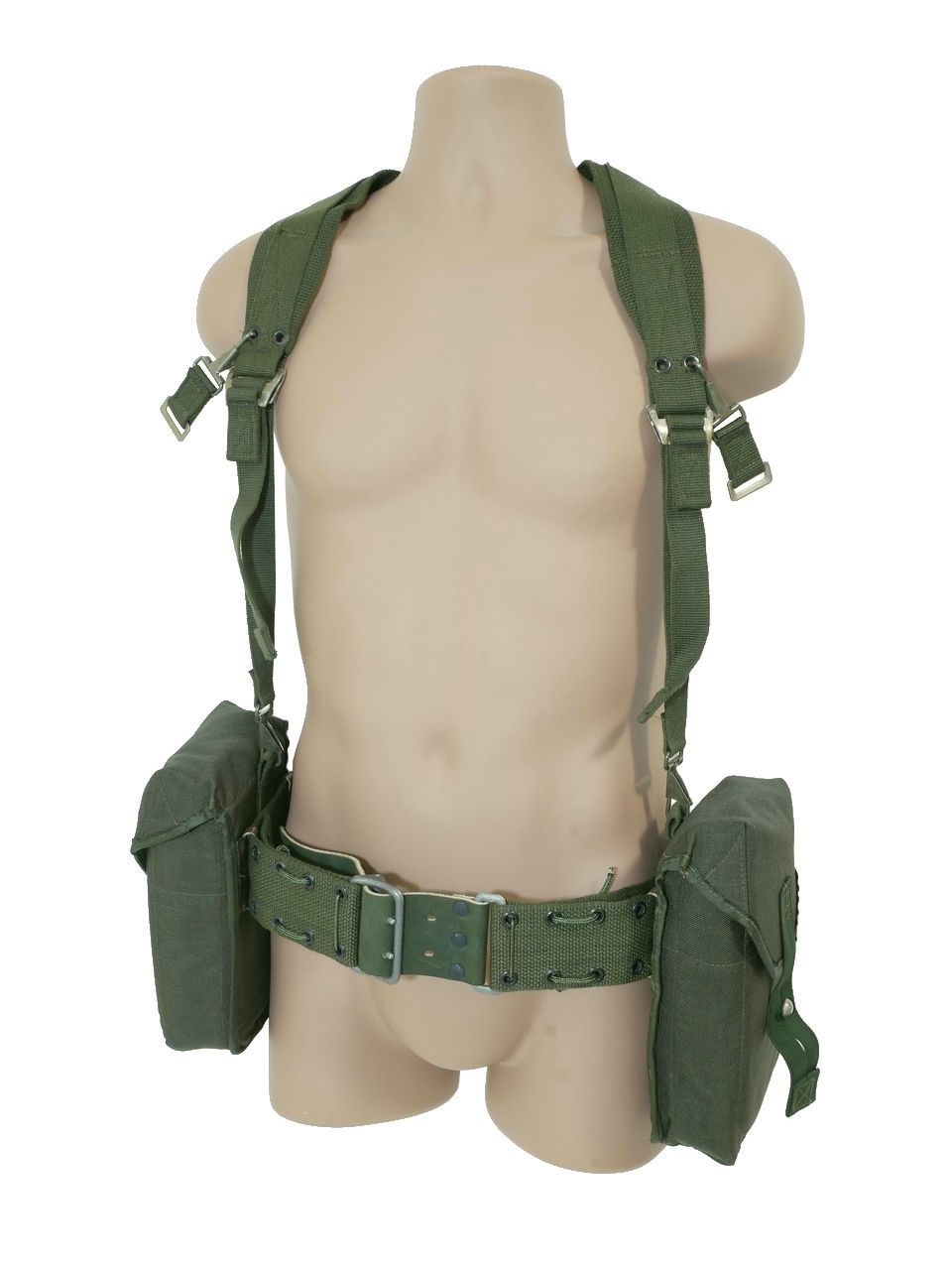 限定SALE，SALE スウェーデン軍 304 ウェビングセット 5点セット OG 画像現品b サバゲー用ケース・バッグ・ポーチ