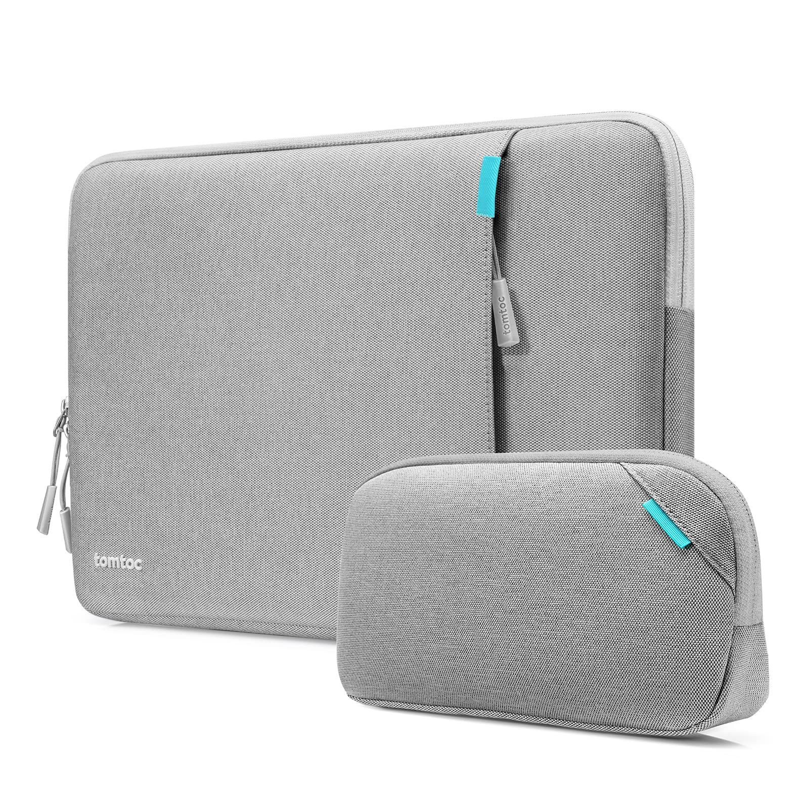 360耐衝撃 パソコンケース 14インチ MacBook tomtoc Pro M4/M3/M2/M1 Pro/Max 2024-2021対応 保護 スリーブ ノートPCインナーバッグ ガジェットポーチ グレー