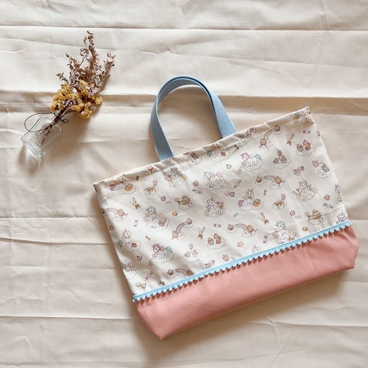 【待望★】 入園入学グッズ ユニコーン柄アイボリー レッスンバッグ 手提げ ハンドメイド ベビー 【待望★】 入園入学グッズ ユニコーン柄アイボリー レッスンバッグ 手提げ ハンドメイド ベビー