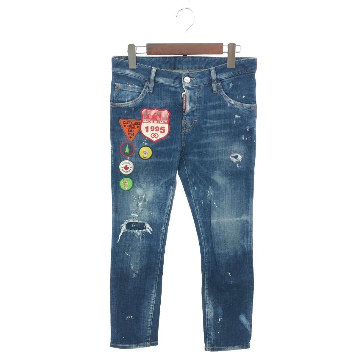 良好 Dsquared2 ディースクエアード ダメージ加工 ワッペン デニム  