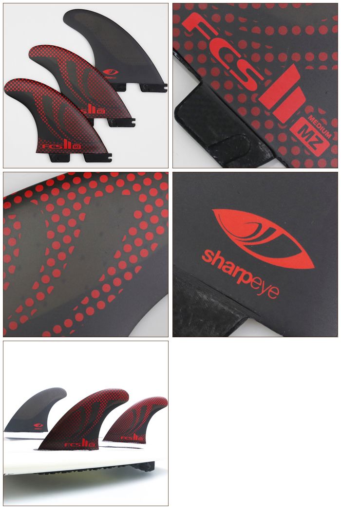 FCS II シャープアイ　サーフボードフィン 3枚セット ブラック/レッド FCS II シャープアイ サーフボードフィン 3枚セット ブラック/レッド