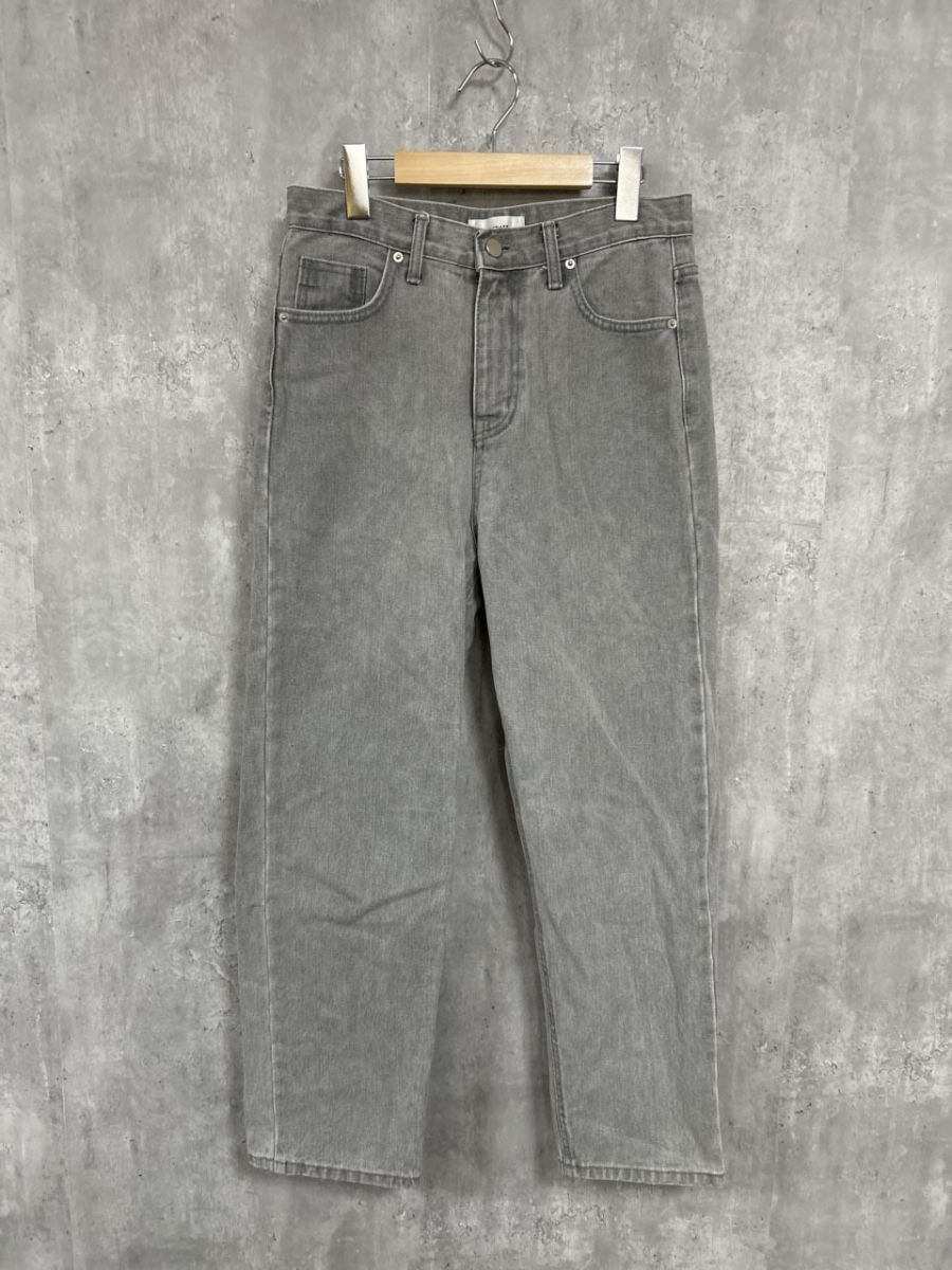 MACHATT 韓国 綿100％ ベーシック ストレート デニムパンツ sizeM|グレー ◎レディース
