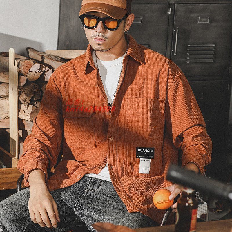 コーデュロイシャツ メンズ 長袖 カジュアルシャツ 温もり 無地 非対称ポケット 羽織りトップス 定番 秋冬 黒 アメカジ ブラウス 男性 カレッジ kni4a284598