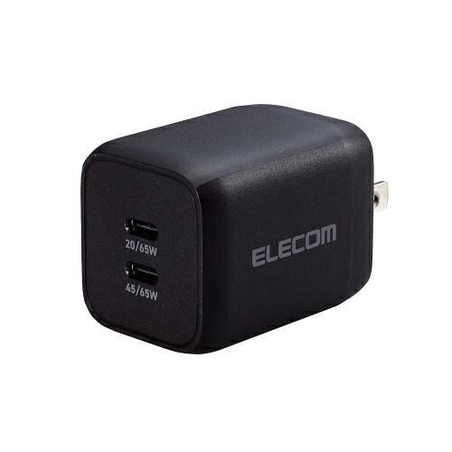 【新品・2営業日で発送】ELECOM エレコム ノートPC用ACアダプター／PPS対応／65W／USB-C2ポート(ACDC-PD4365BK)