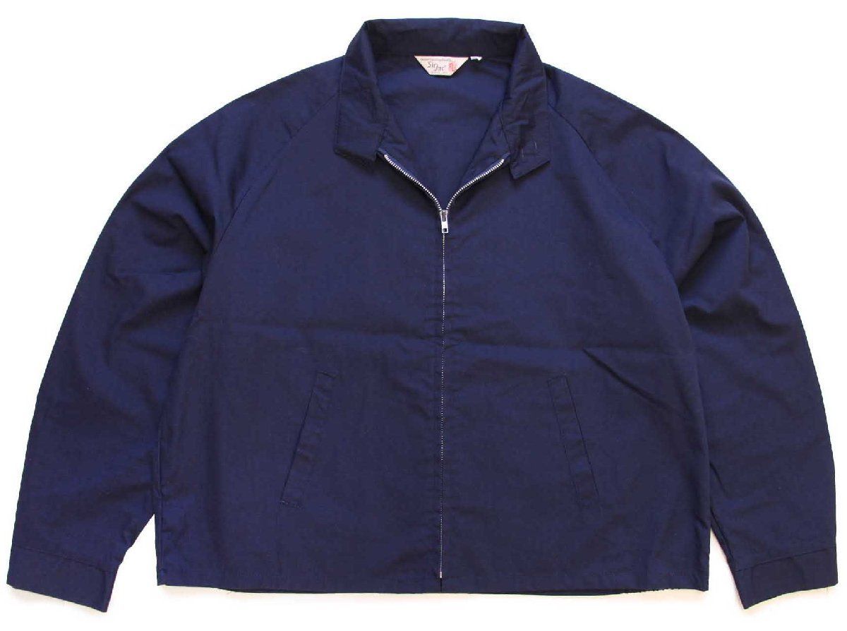 80s Sir jac 無地 ポリエステル×コットンジャケット 紺 XXXL☆特大